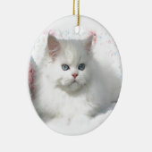Witte Schattige Perzische kat Keramisch Ornament (Rechts)