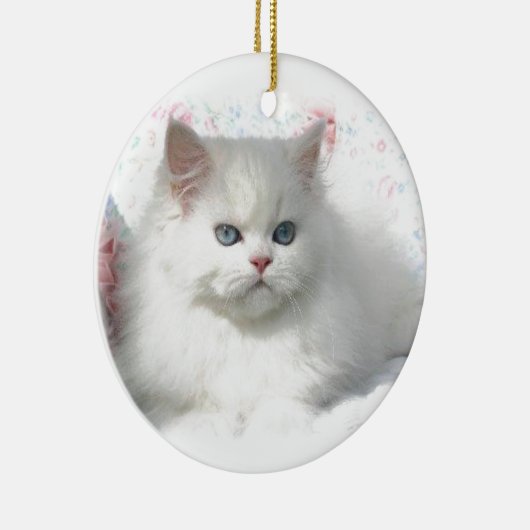 Witte Schattige Perzische kat Keramisch Ornament (Rechts)