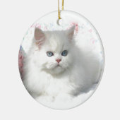 Witte Schattige Perzische kat Keramisch Ornament (Links)