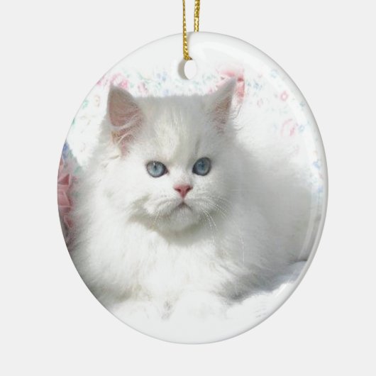 Witte Schattige Perzische kat Keramisch Ornament (Links)