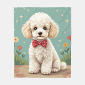 Witte schattige poedel met vlinderdas fleece deken (Voorkant)