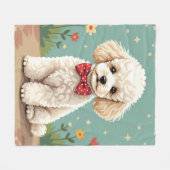 Witte schattige poedel met vlinderdas fleece deken (Voorkant (Horizontaal))
