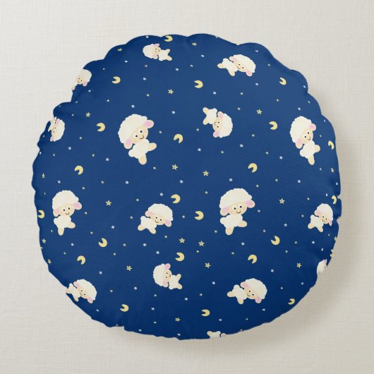 Witte schattige schapen rond kussen (Voorkant)