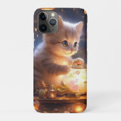 Witte Schattigee kat, sprankelende verlichte pot Case-Mate iPhone Case (Achterkant)