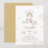 Witte Schattigee Regenboog Baby shower Invitation Kaart (Voorkant / Achterkant)