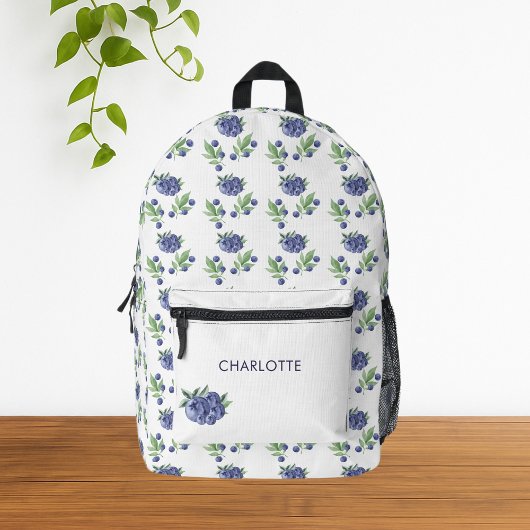 Witte Schattigee Waterverf Blueberry Fruit Pattern Bedrukte Rugzak