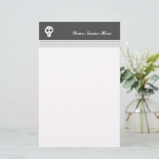 Witte schedel briefpapier (Staand voorkant)
