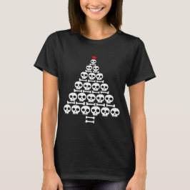 Witte schedel en Botten kerstboom T-shirt