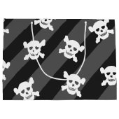 Witte schedel en Crossbones op zwarte strepen Large Cadeautasje (Achterkant)