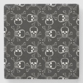 Witte schedel en kruisbeenderen stenen onderzetter (Voorkant)