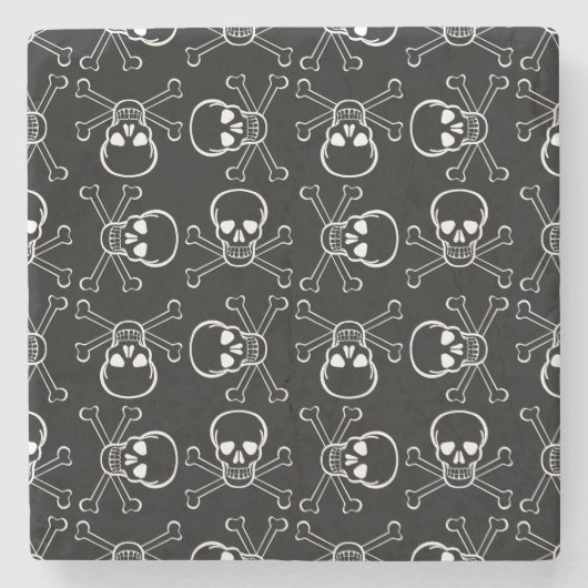 Witte schedel en kruisbeenderen stenen onderzetter (Voorkant)