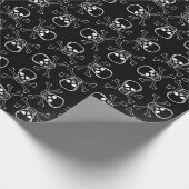 Witte schedel en kruisbeenderen zwart en wit cadeaupapier (Hoek)