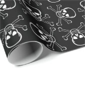 Witte schedel en kruisbeenderen zwart en wit cadeaupapier (Rol Hoek)