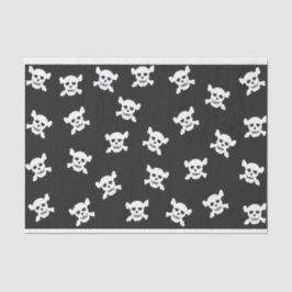 Witte schedel en kruisbot op zwart tissuepapier