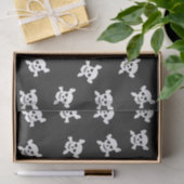 Witte schedel en kruisbot op zwart tissuepapier (Geschenk)