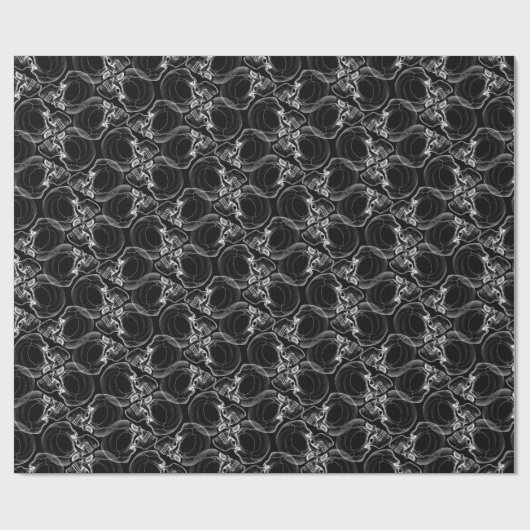 Witte schedel op zwart inpakpapier (Vlak)