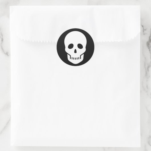 ☠ witte schedel ronde sticker (Tas)