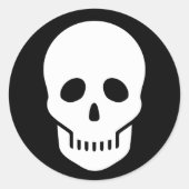 ☠ witte schedel ronde sticker (Voorkant)