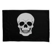 Witte schedel silhouet op zwart gothic kussensloop (Voorkant)