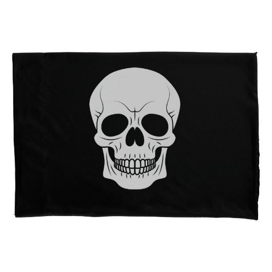 Witte schedel silhouet op zwart gothic kussensloop (Voorkant)