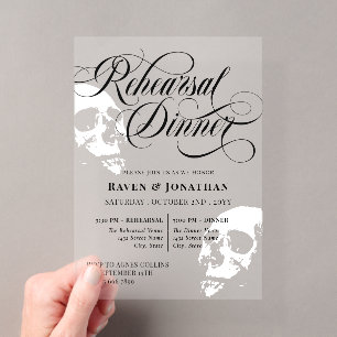 Witte Schedels Goth Huwelijksproef Diners Acryl Uitnodigingen