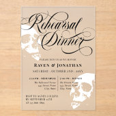 Witte schedels Gothic bruiloft repetitie diner Acryl Uitnodigingen (Voorkant)