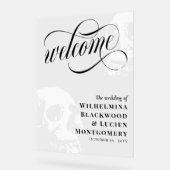 Witte schedels Halloween Gothic bruiloft welkom Acryl Bord (Hoek)