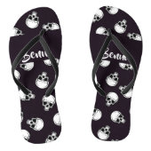 Witte schedels op paars patroon teenslippers (Voetbed)