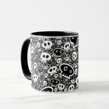 Witte schedels op zwart