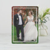 Witte Schelp Rand Frame Trouwfoto Dank Je Bedankkaart (Staand voorkant)