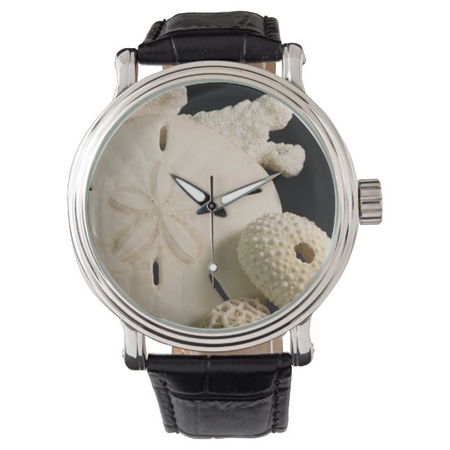 Witte schelpen en sand dollar horloge (Voorkant)