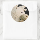 Witte schelpen en zanddollar ronde sticker (Tas)