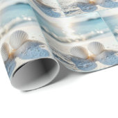 Witte schelpen in Ocean Sand Cadeaupapier (Rol Hoek)