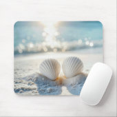 Witte schelpen in Ocean Sand Muismat (Met muis)