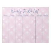 Witte schelpen op lichtroze wekelijkse to-do lijst notitieblok (Voorkant)