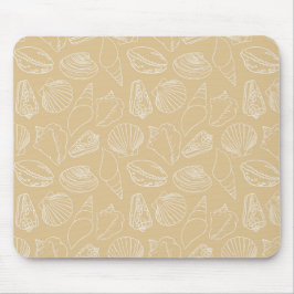 Witte schelpen op zand beige muismat