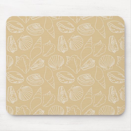 Witte schelpen op zand beige muismat (Voorkant)