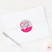 Witte schijven Roze hartkalligrafie Hartelijk dank Ronde Sticker (Envelop)