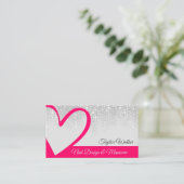  witte schijven Roze hartkalligrafie nagels Visitekaartje (Staand voorkant)