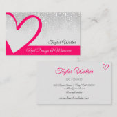  witte schijven Roze hartkalligrafie nagels Visitekaartje (Voorkant / Achterkant)