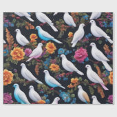 Witte schildpad duiven kunstzinnige stijl cadeaupapier (Vlak)