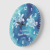 Witte schildpadden Blauwe Oceaan Waterverf Kusttek Grote Klok (Hoek)