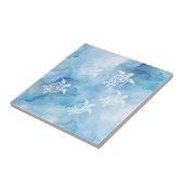 Witte Schildpadden Blauwe Waterverf Kust Tegeltje (Zijkant)