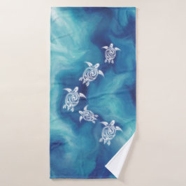 Witte schildpadden in blauwe oceaan badhanddoek