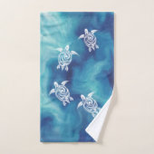 Witte schildpadden in Blauwe Oceaan Waterverf Naam Bad Handdoek (Handdoek)
