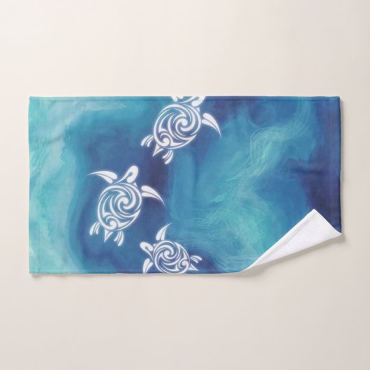 Witte schildpadden in de Blauwe Kustzone Waterverf Handdoek (Handdoek)