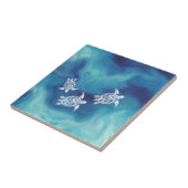 Witte schildpadden in de Blauwe Oceaan | Kustkust Tegeltje (Zijkant)