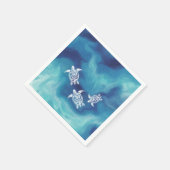 Witte schildpadden in de Blauwe Oceaan Servet (Hoek)