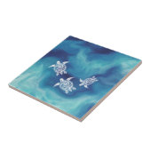 Witte schildpadden in de Blauwe Oceaan Tegeltje (Zijkant)