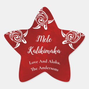 Witte schildpadden   Mele Kalikimaka Hawaiian Kers Ster Sticker